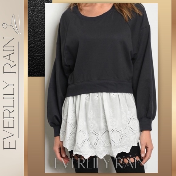 Everlily Rain Tops - Mixed Media Layered Look Top